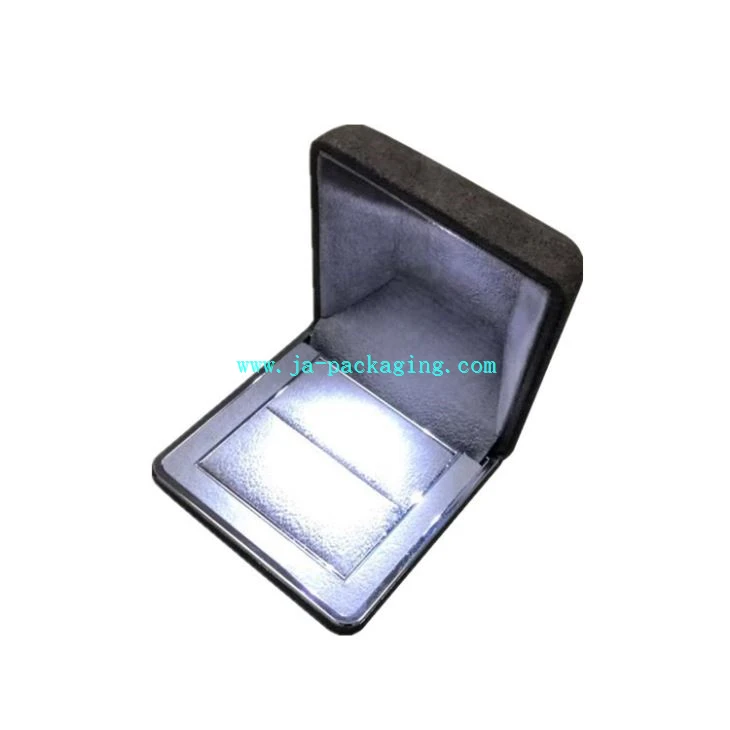 Brown Velvet Ring Box With LED Light