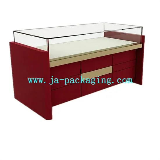 Dolapları va Çekmeceli Qizil yog'och vitr